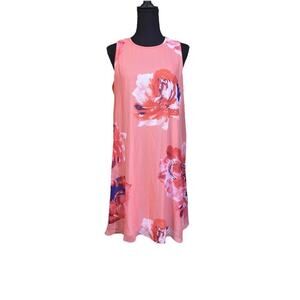 Calvin Klein Womens Floral A-Line Maxi Dress Sz 12 Coral Orange Shower Wedding